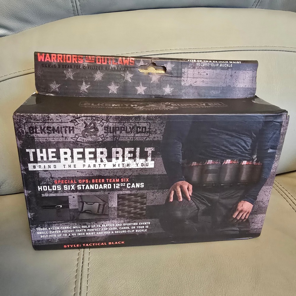 BLKSMITH Supply Co The Beer Belt Tactical Black 6 Can Holder Adjustable Waist